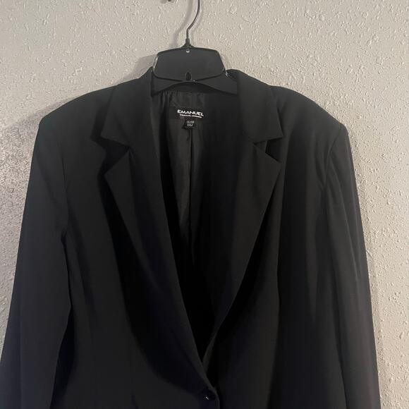Vtg Emanuel Ungaro Womens Black Wool 97% Blazer Jacket Sz 14/48 Business Office - Picture 3 of 10